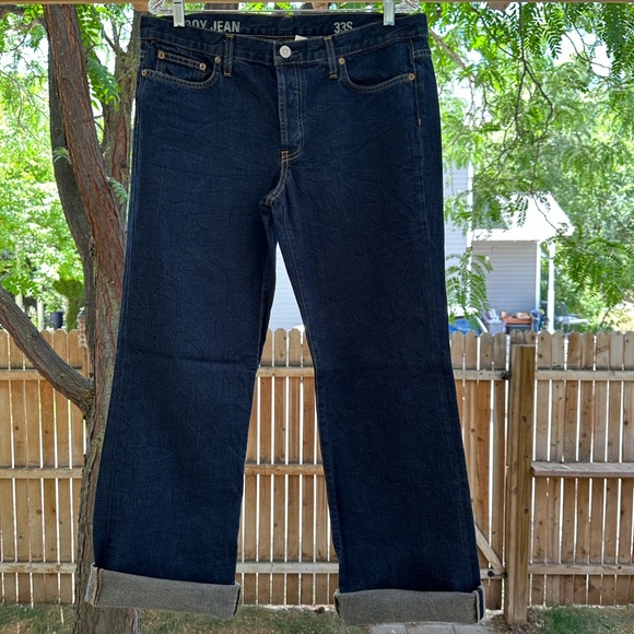 J. Crew NWT Boy Boyfriend Cropped Ankle Jeans size 33 Short Dark Blue - Picture 2 of 16